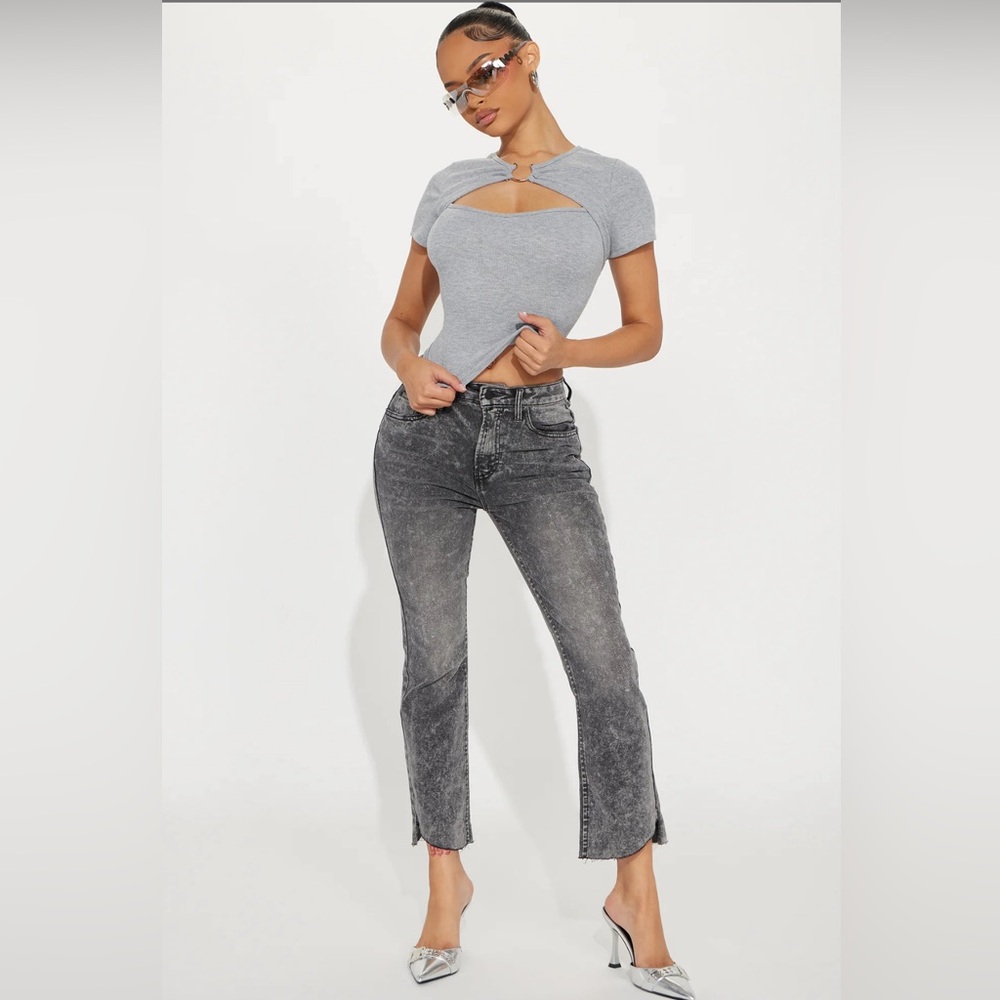 Stretched cropped jeans-dark wash